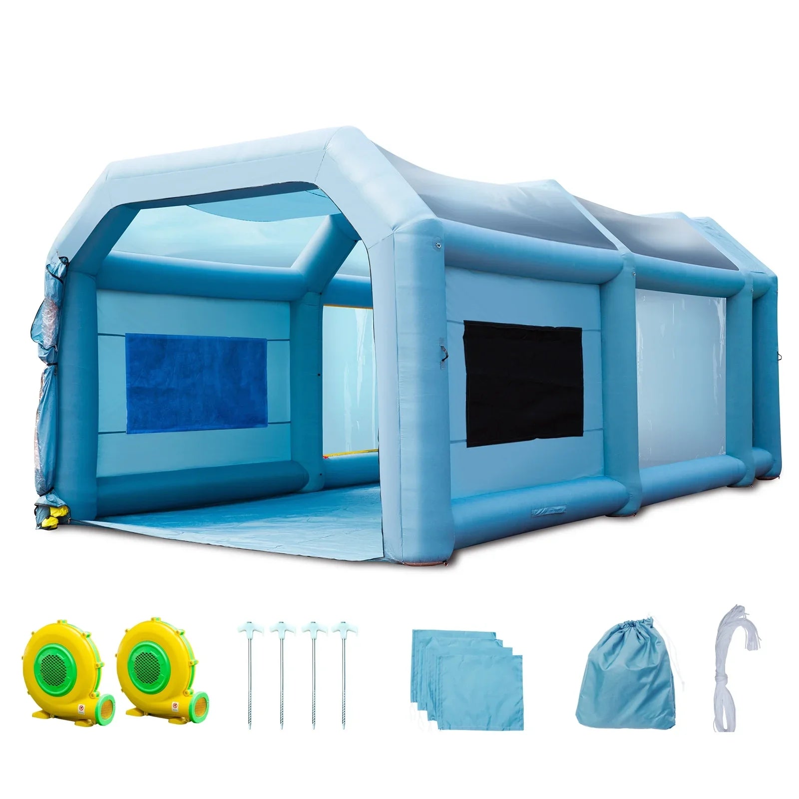 Air-filled Finish Room 26x15x11ft Air-filled Spray Room Car Finish Covering with 750W+950W Filter System Blower