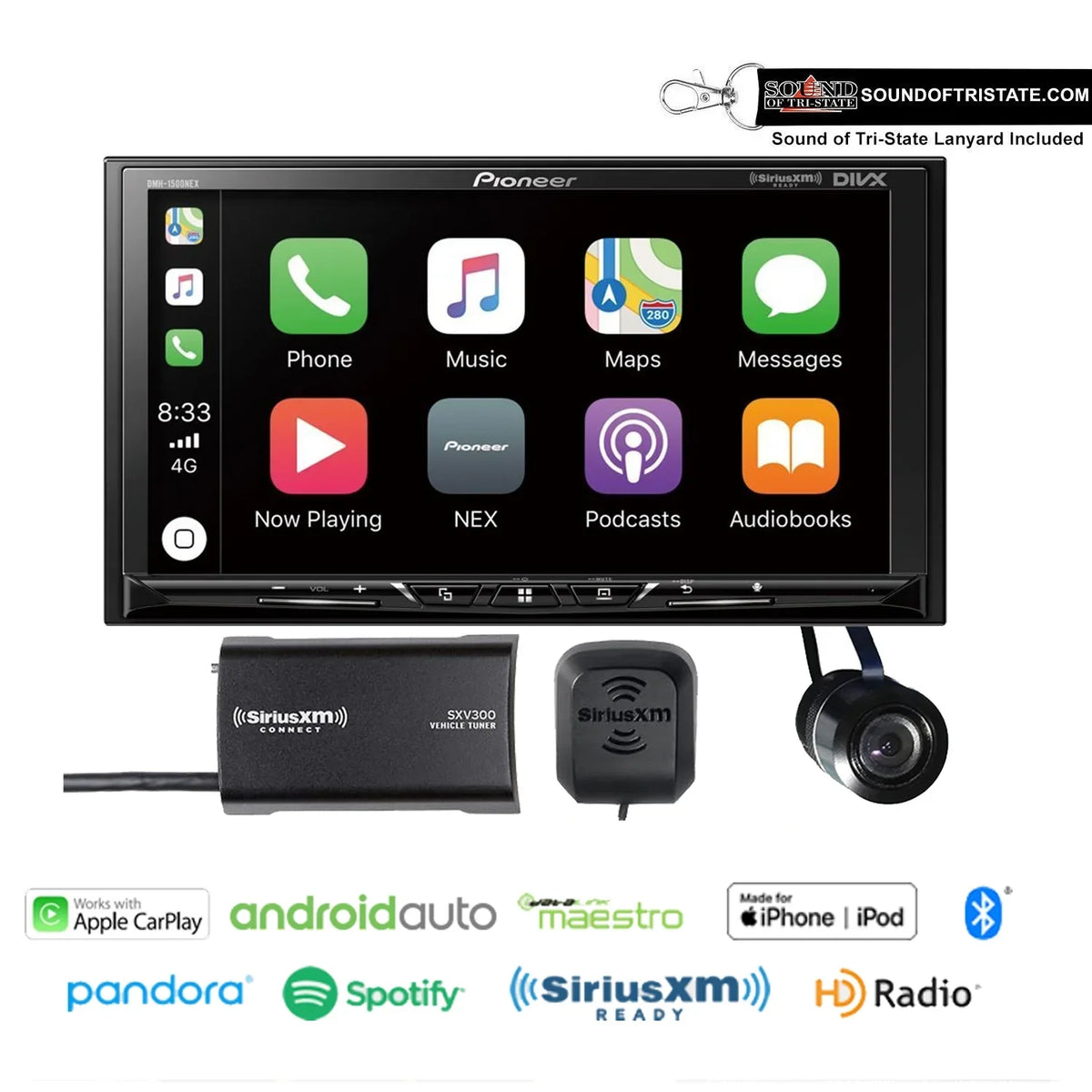Pioneer DMH-1500NEX 7" w/ SiriusXM Tuner SXV300V1 and Bullet Style Backup Camera