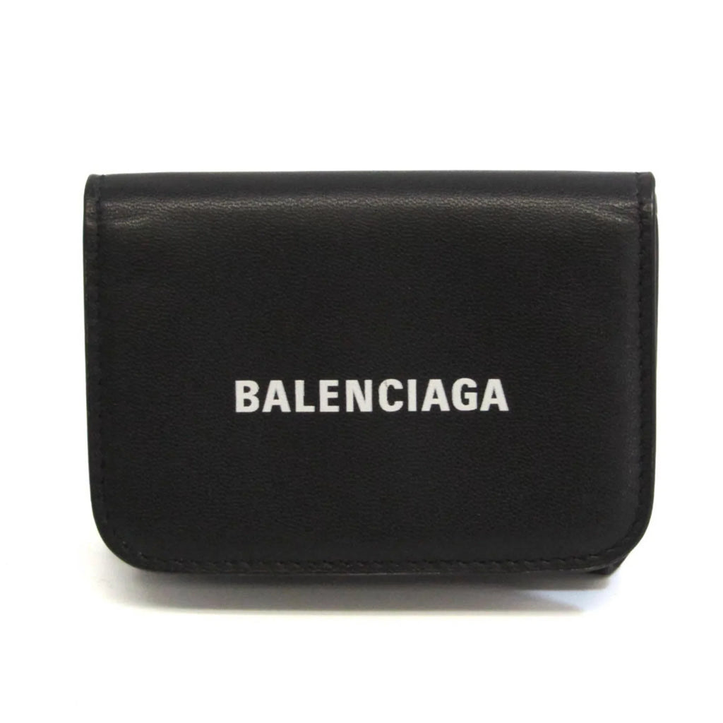 Pre-Owned Balenciaga Cache Mini 593813 Men,Women Leather Wallet (tri-fold) Black (Good)