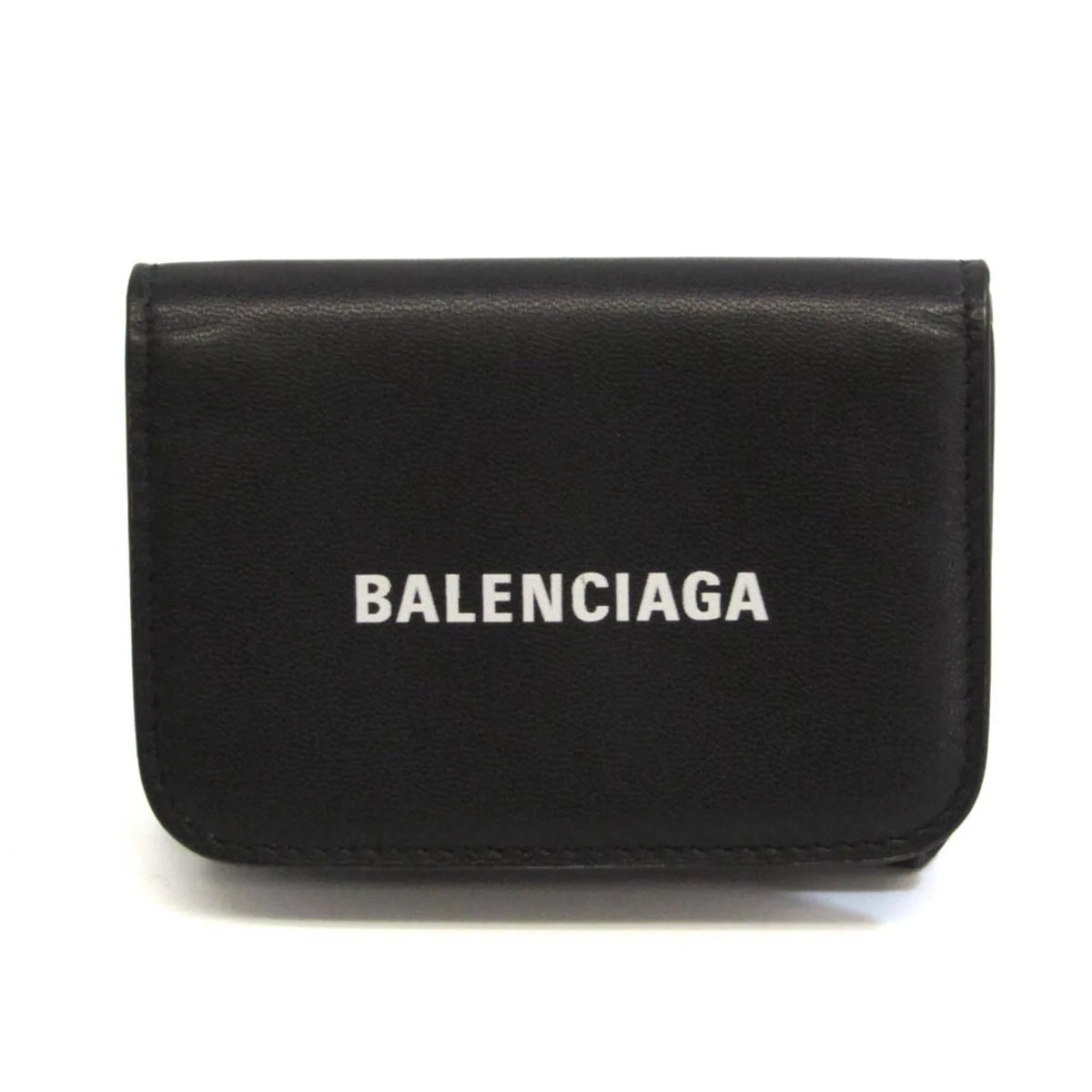 Pre-Owned Balenciaga Cache Mini 593813 Men,Women Leather Wallet (tri-fold) Black (Good)
