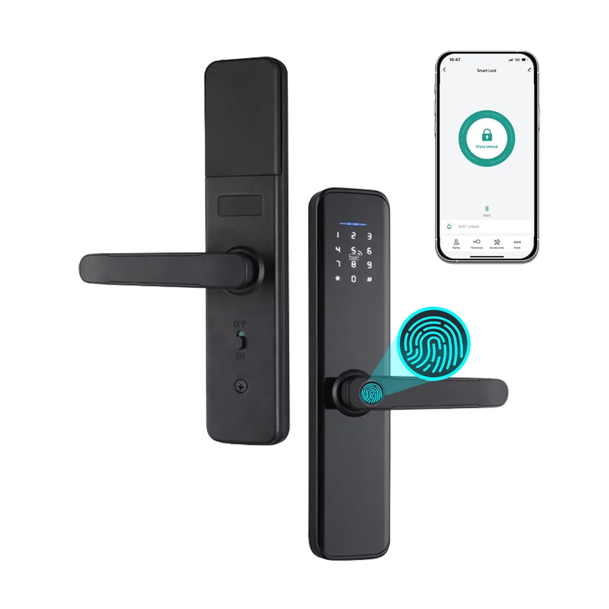 OWSOO WAFU Smart Lock with Handle Fingerprint Electronic Deadbolt Door Lock-Convenient and Reliable Intelligent Door Lock