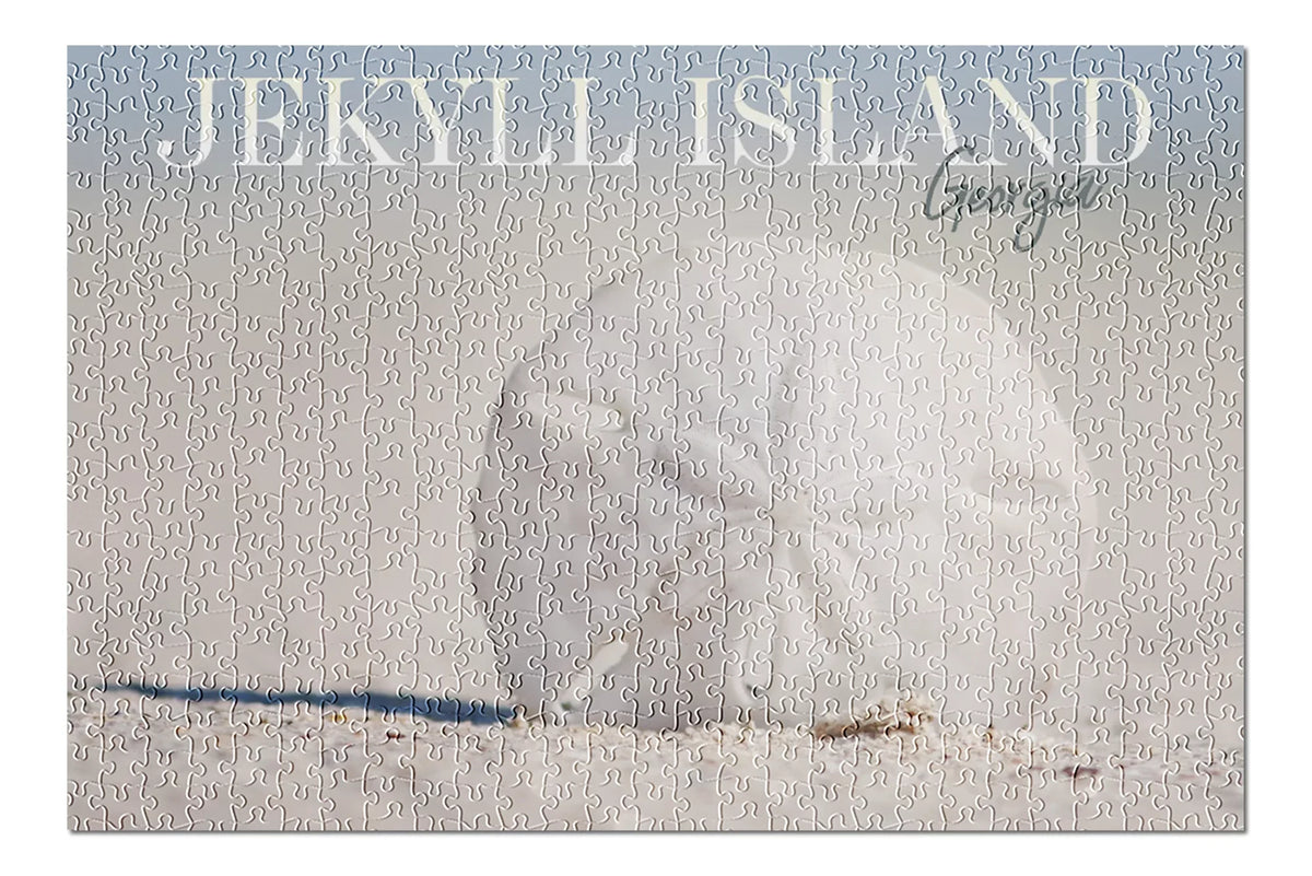 Jekyll Island, Georgia, Sand Dollar on Beach (19x27 inches, Premium 500 Piece Jigsaw Puzzle for Adults and Family, Made in USA)