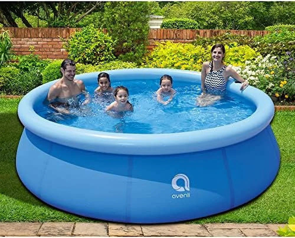 avenli 17807 10 foot x 30 inch 2 to 3 person capacity prompt set above ground kids Blow-up outdoor backyard kiddie swimming pool, blue