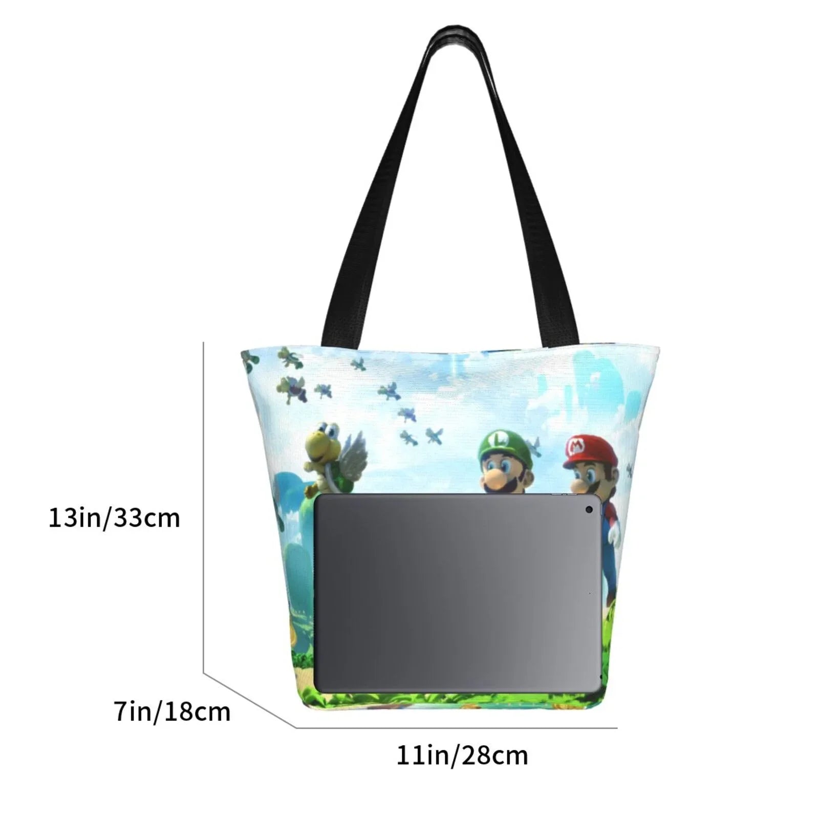 Cartoon Super Mario Luigi Women's Tote Bag Large Capacity Shoulder Handbag For Travel Beach Shopping Business Work School