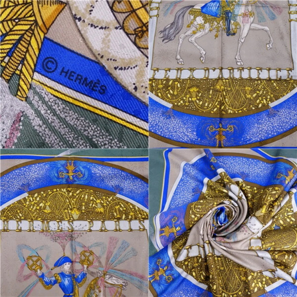 Pre-Owned HERMES Scarf Muffler Carre90 FEUX D'ARTIFICE Fireworks Silk Women's Multicolor (Good)
