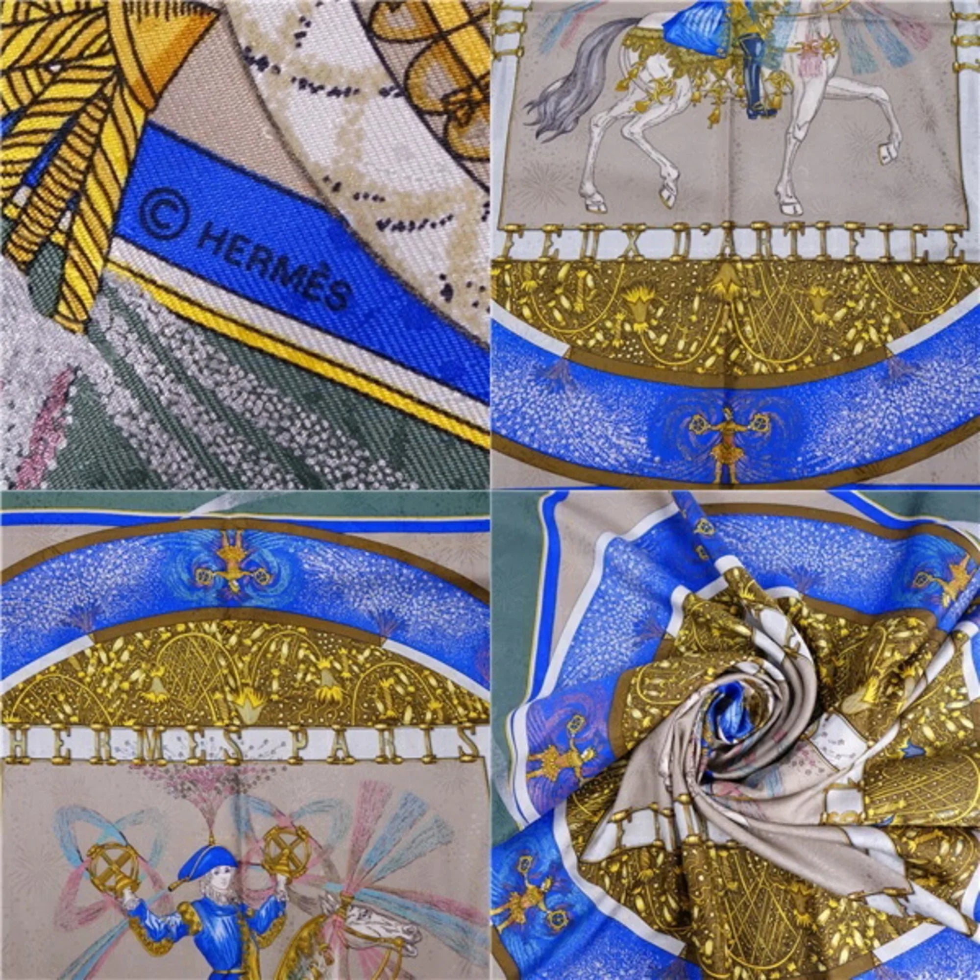 Pre-Owned HERMES Scarf Muffler Carre90 FEUX D'ARTIFICE Fireworks Silk Women's Multicolor (Good)