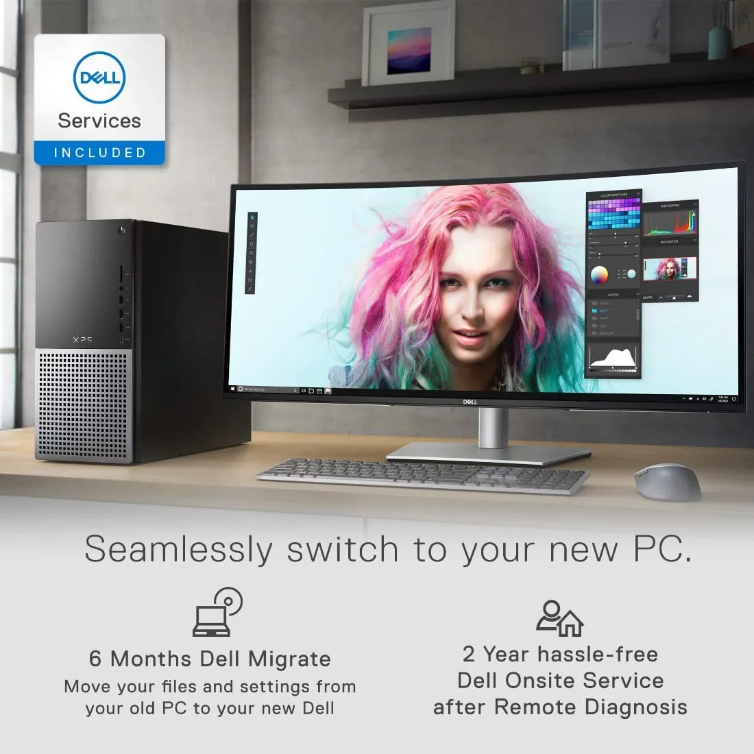 XPS 8950 Desktop Computer - 12th Gen Intel Core i7-12700, 32GB DDR5 RAM, 512GB SSD + 1TB HDD, Intel UHD 770 Graphics, Killer Wi-Fi 6, Air Cooling, USB-C, Bluetooth, Windows 11 Pro - Black