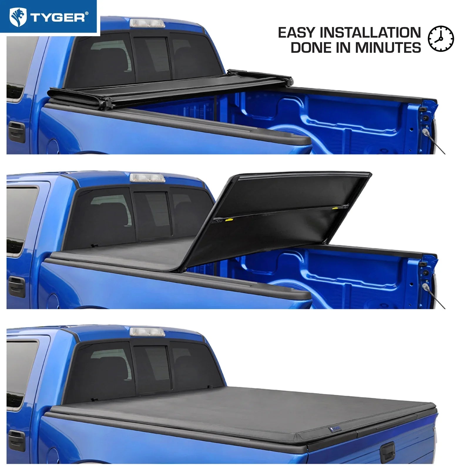 Tyger Auto T3 Soft Tri-fold Truck Bed Tonneau Cover Compatible with 2014-2018 Chevy Silverado / GMC Sierra 1500; 2015-2019 2500HD 3500HD; 2019 LD/Limited | 6'6" Bed | TG-BC3C1007 | Vinyl
