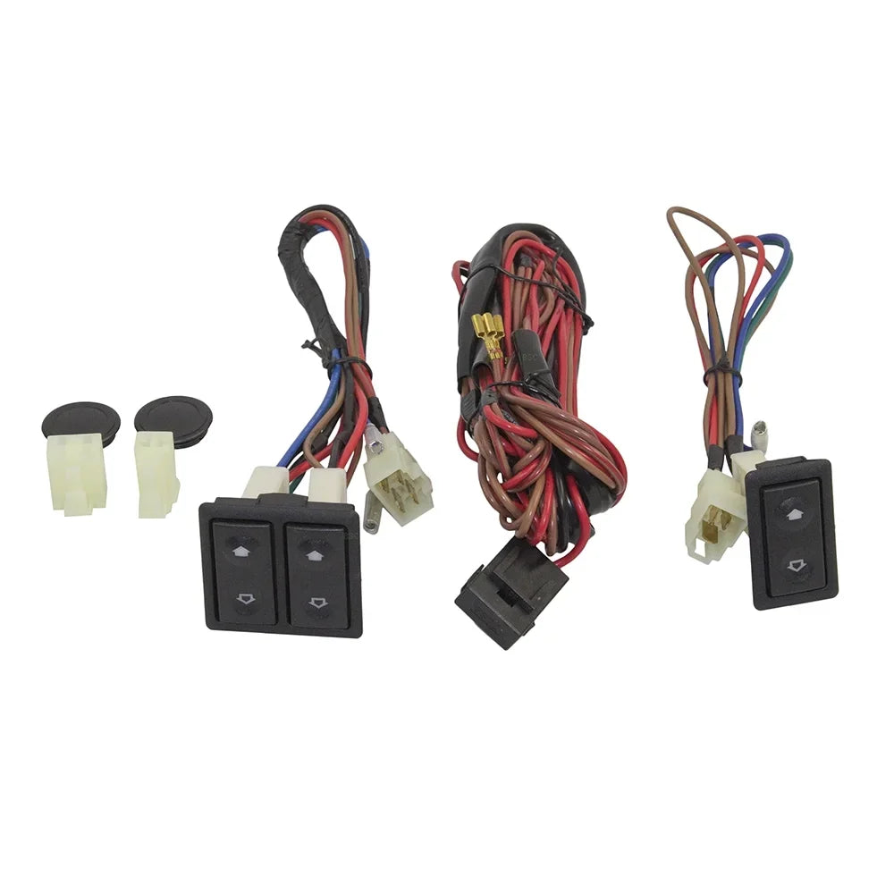 Brock Replacement Universal Power Window Switch Kit Rocker Design with Bezels, Switch & Wiring Harness Compatible with 2-Door Pickup Truck SUV Van Car