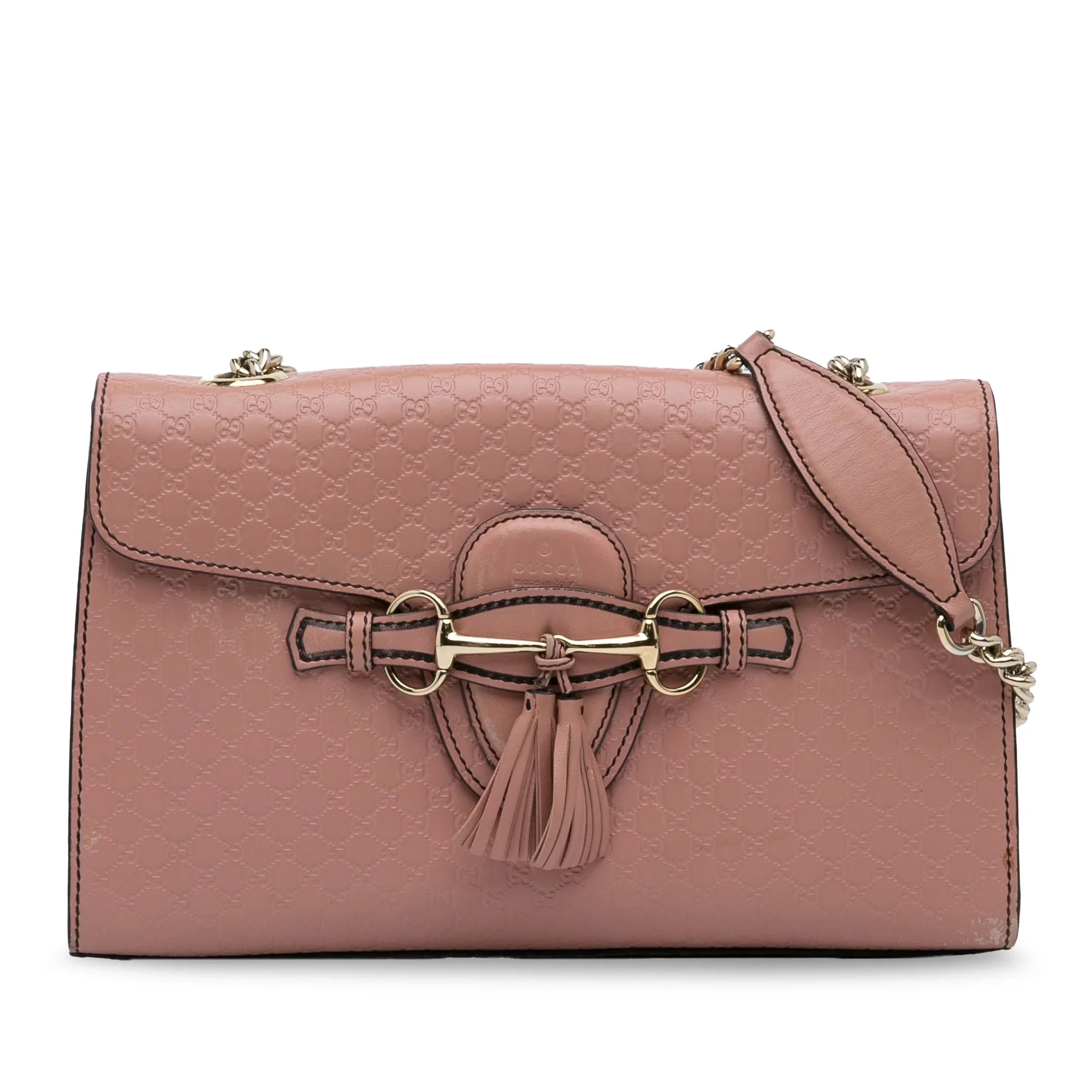 Pre-Owned Authenticated Gucci Medium Microguccissima Emily Shoulder Bag Calf Leather Pink Unisex (Good)