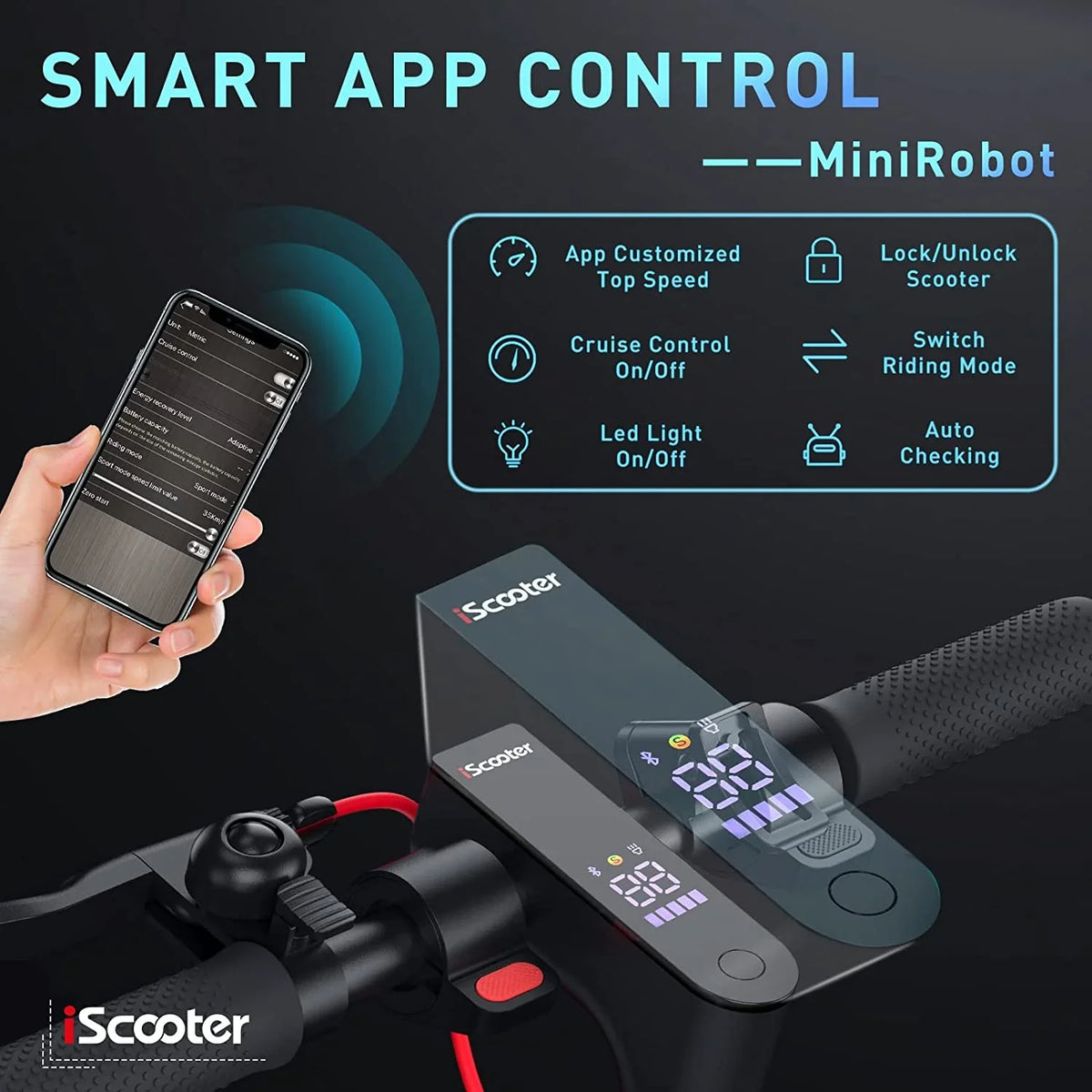 iScooter Max Electric Scooter, 500 W Motor Max Speed 30 km, 18-25 Miles Long-Range Battery for Adults,10 In Solid Tires, Foldable and Portable Commuting with Double Braking System