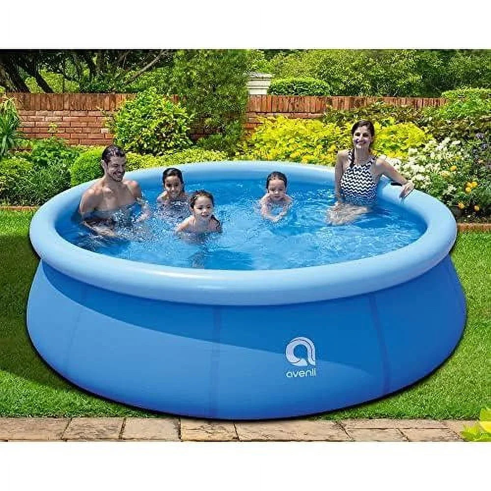 avenli 17807 10 foot x 30 inch 2 to 3 person capacity prompt set above ground kids Blow-up outdoor backyard kiddie swimming pool, blue