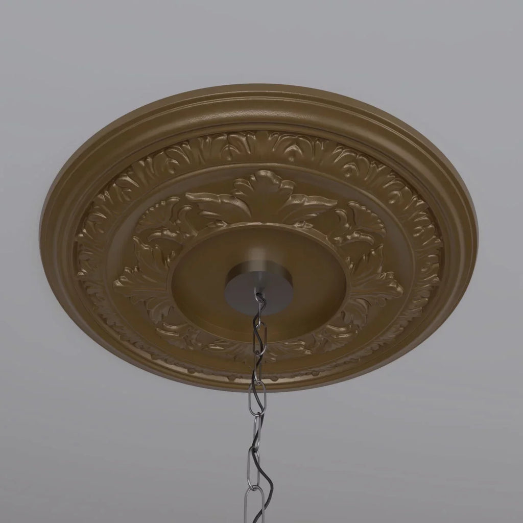 Ekena Millwork 22"OD x 3 1/2"ID x 1"P Baltimore Thermoformed Plastic Ceiling Medallion (Fits Canopies up to 7 3/4"), Metallic Gold Rush