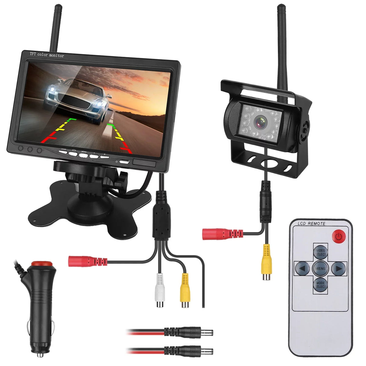 iMounTEK Wireless Backup Camera System Vehicle Rear View Monitor Kit IP67 Waterproof Car Parking Reverse System with 7In Screen Night Vision 2.4G Stable Signal for Car Trunk Van SUV
