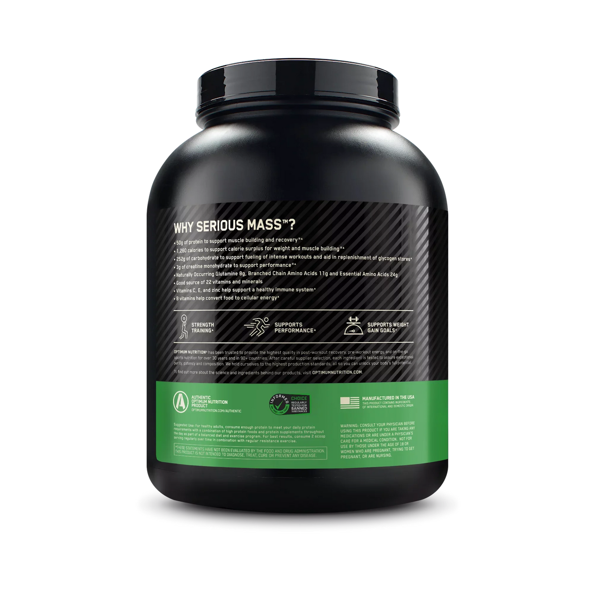 Optimum Nutrition Serious Mass, High Protein Weight Gain Powder, Strawberry, 6 lb (2.72 kg)