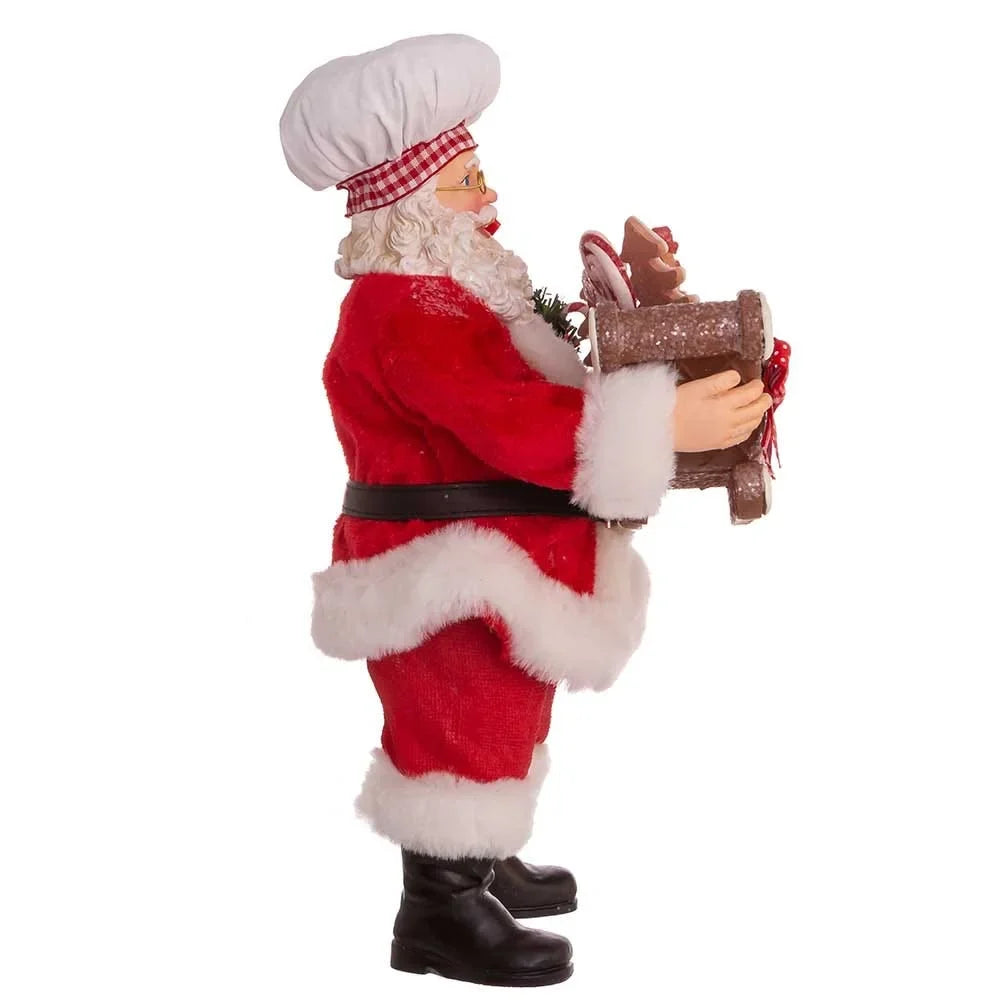 Kurt Adler 10.5-Inch Fabriché Chef Santa with Gingerbread Sleigh