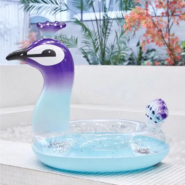Cherry Air-filled Swimming Pool Glitter Float Toys Peacock Designed with Fast Valves Summer Fun Beach Party Lounge Raft Decorative Water Game for Kids | 48 Inch