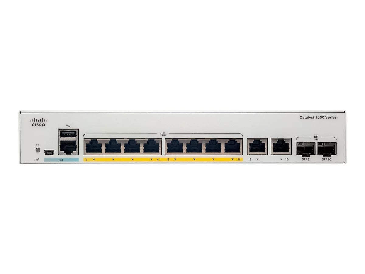 Cisco Catalyst C1000-8P Ethernet Switch - 8 Ports - Manageable - 2 Layer Supported - Modular - Twisted Pair, Optical Fiber