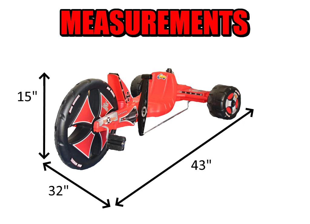 The Original Big Wheel Sidewinder 16” X-TREME Racer Tricycle for Boys & Girls 5-10 Years of Age - Made in USA(Red Baron)