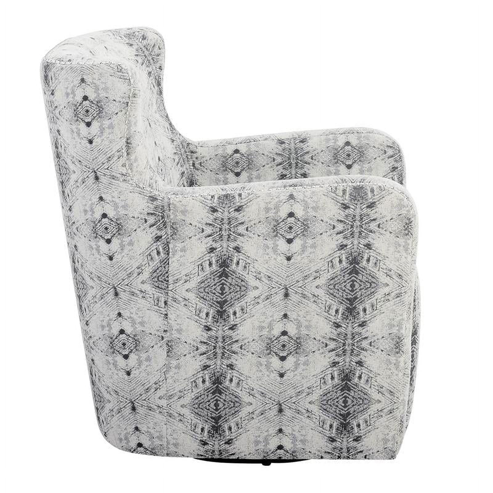 Lexicon Lonita 30" Contemporary Chenille Geometric Swivel Chair in Off White