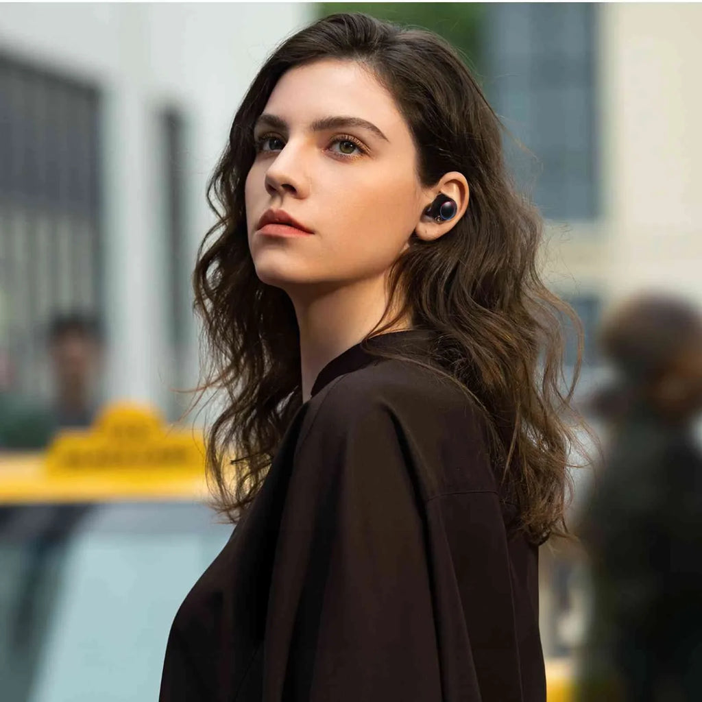 UrbanX True Wireless Bluetooth Earbuds + Charging Case, Black, Dual Connect, IPX5 Water Resistance, Bluetooth 5.2 Connection, Balanced, Bass Boost Compatible with K5 Note (2018)