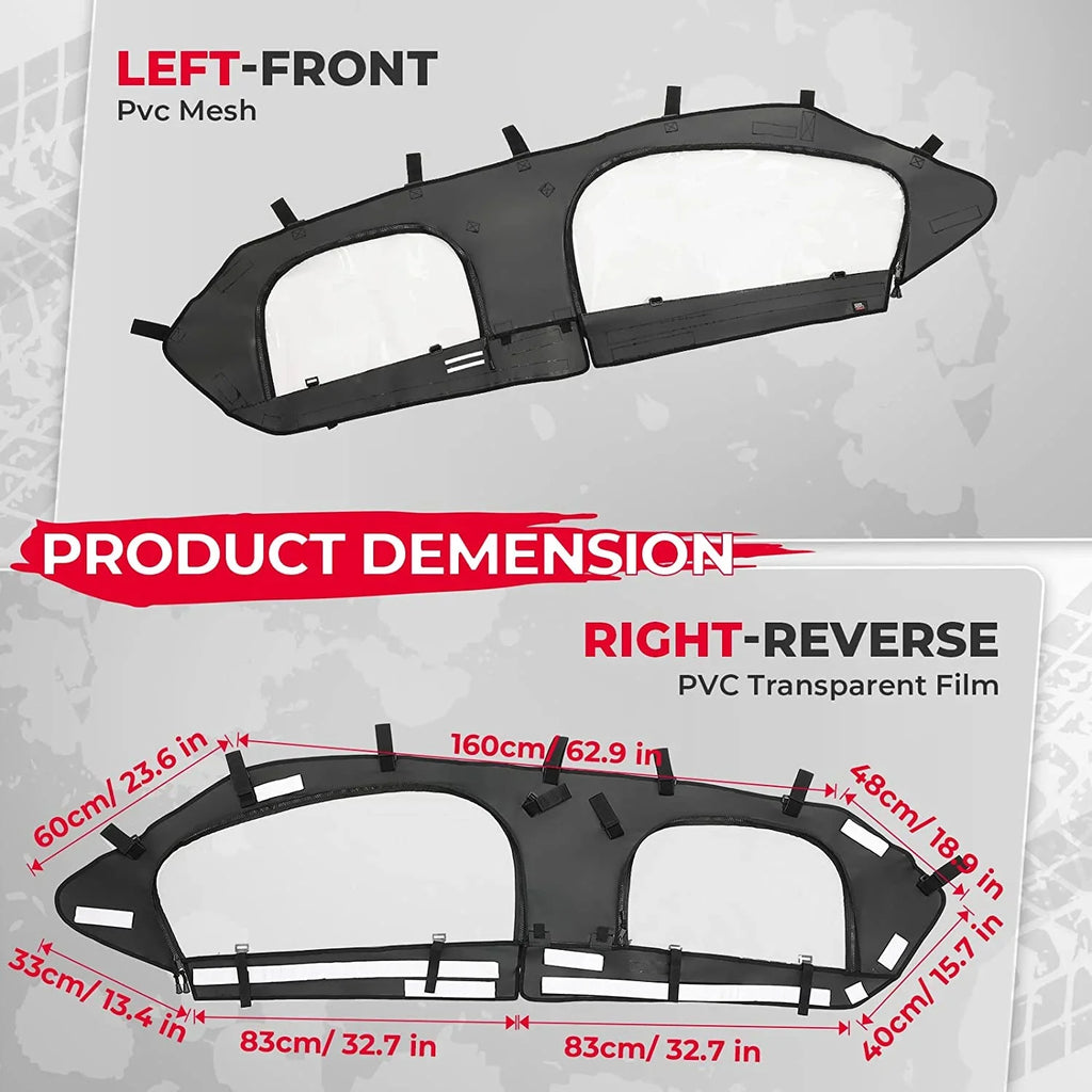 Kemimoto Soft Upper Door Set Kit, UTV Soft Cab Doors top Enclosure Compatible with 2017-2023 Can Am Maverick X3 Max 4 Seater Models