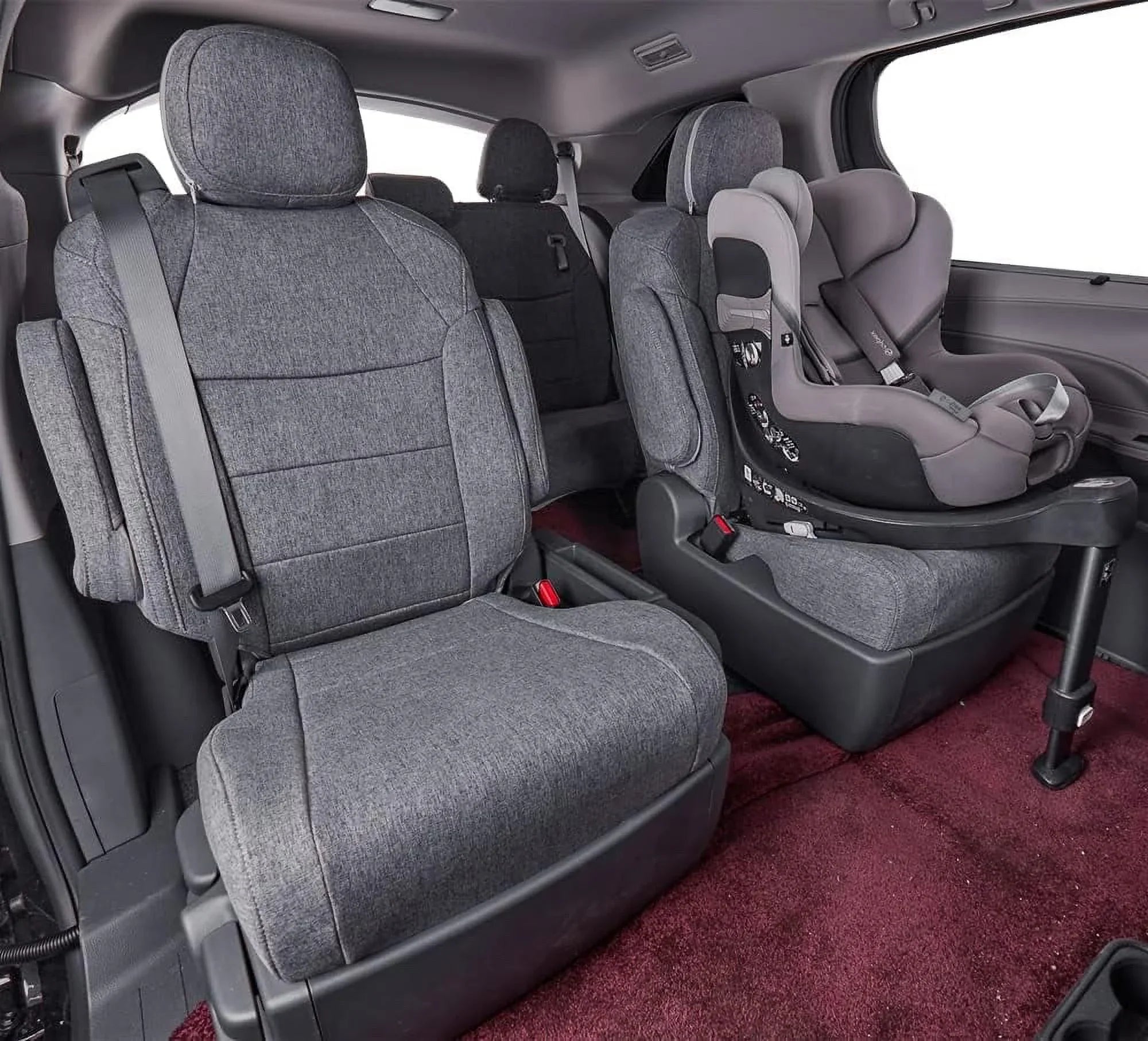 Coverdream Custom Fit Highlander Car Seat Covers for Toyota Highlander 2014 2015 2016 2017 2018 2019 - Three Row,Second Row 40/60 Split,Polyester (Full Set,Gray)