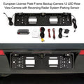Nebublu Car Backup Camera, European License Plate Frame, 12 LED Rear View Camera, Reversing System, Parking Sensor