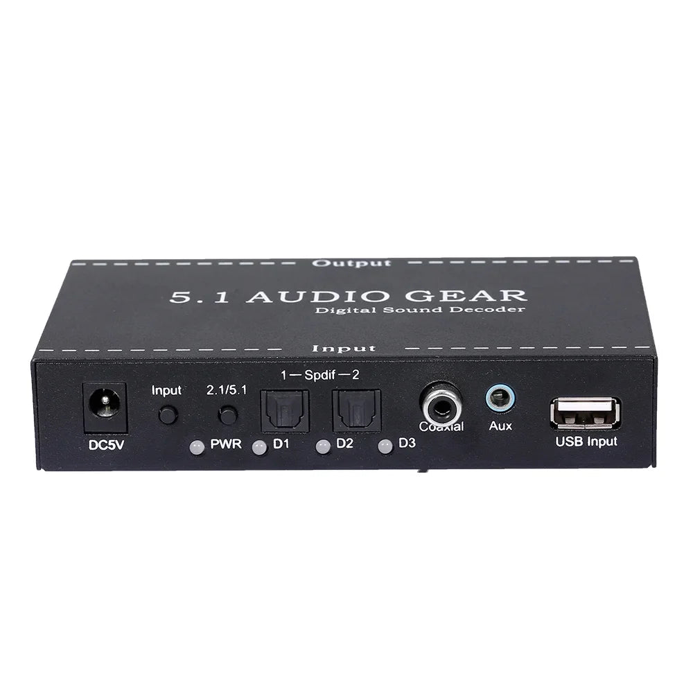 Nebublu NK-A6L 5.1 Audio Gear Digital Sound Decoder, Dolby Digital AC-3 Converter, 3.5mm Audio Output, Home Theater Audio Gear Replacement