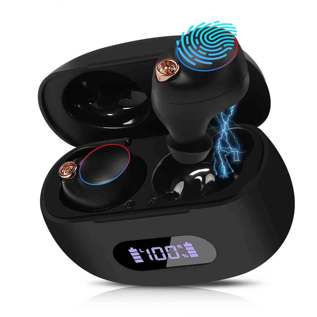 UrbanX True Wireless Bluetooth Earbuds + Charging Case, Black, Dual Connect, IPX5 Water Resistance, Bluetooth 5.2 Connection, Balanced, Bass Boost Compatible with K5 Note (2018)