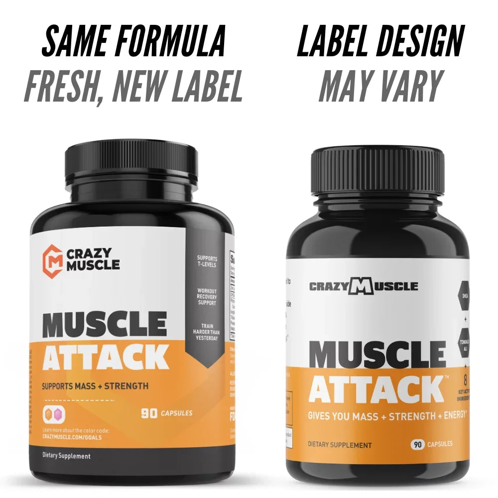 Muscle Attack: Keto Muscle Building Supplement with DHEA by Crazy Muscle - 90 Capsules