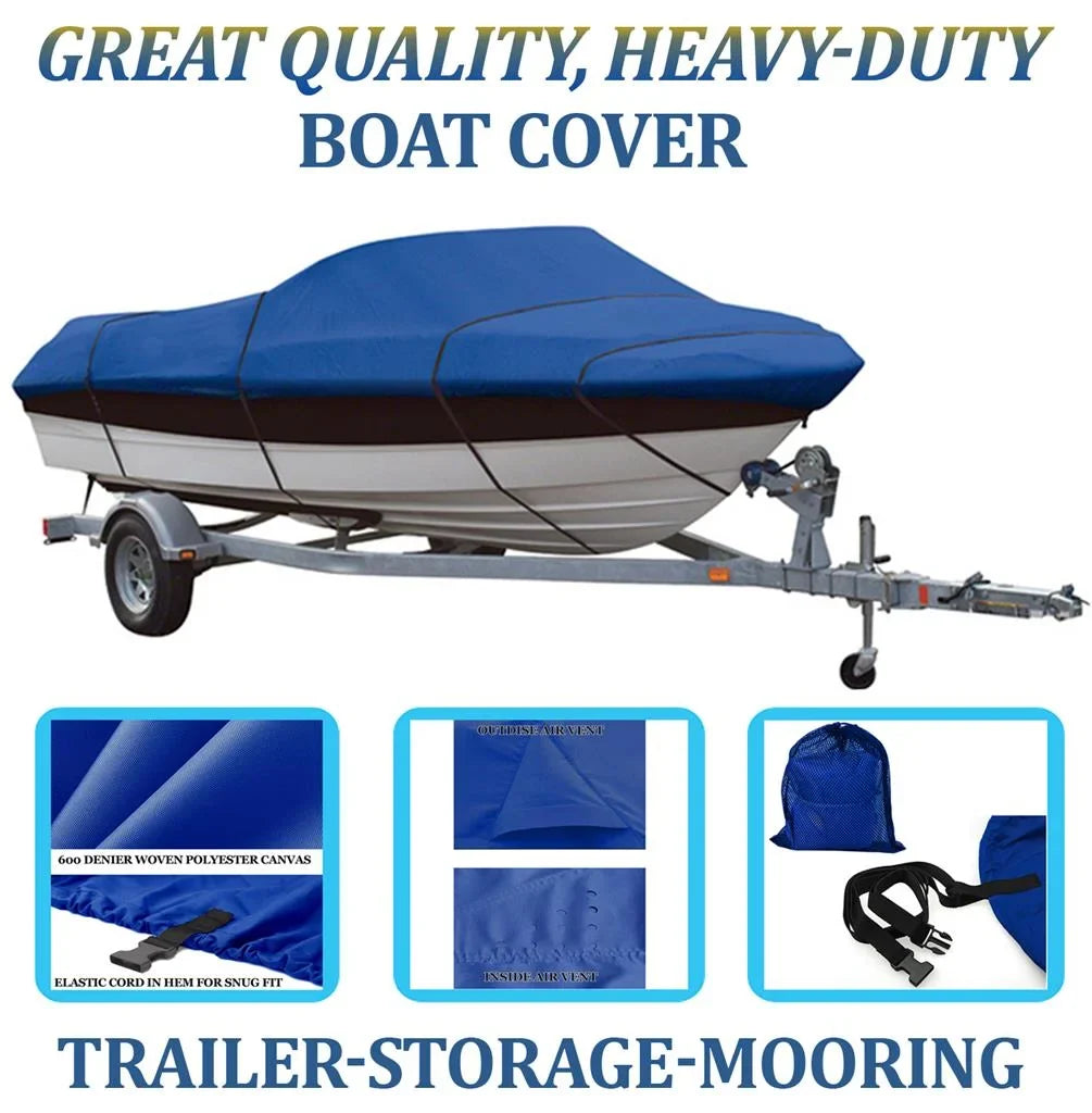 BLUE, GREAT QUALITY BOAT COVER Compatible for SEA ARK STEALTH 186 2009-2011