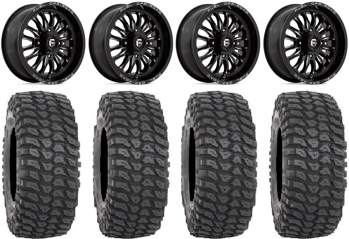 Fuel ARC 18" Wheels Black 36" XCR350 Tires Kawasaki Teryx Mule