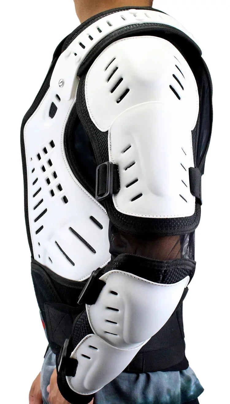 Perrini White CE Approved Full Body Armor Motorcycle Jacket Spine Protection -4XL