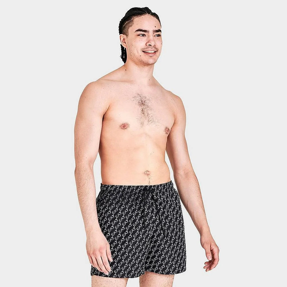 MEN'S EMPORIO ARMANI EA7 GRAPHIC MONOGRAM SWIM SHORTS Size Large