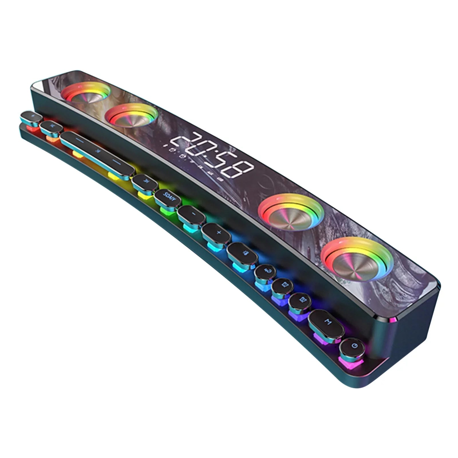 soaiy Audio Player,Clock 3D Stereo Sound Bar Stereo Bass Surround Sound 3D Stereo Bass Subwoofer BT Sound soaiy/SH39 Wireless HiFi Tablet Stereo Music Player Sound Box 3.5mm Surround Sound Box LAOJIA
