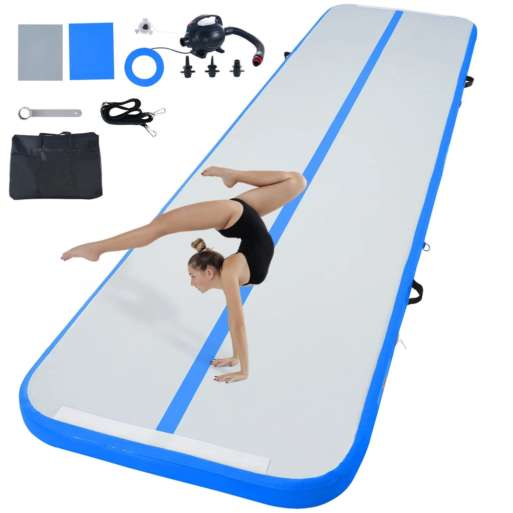 13ft Air Cushion Blow-up Gymnastics Training Vibrating Fitness Mat with Pump