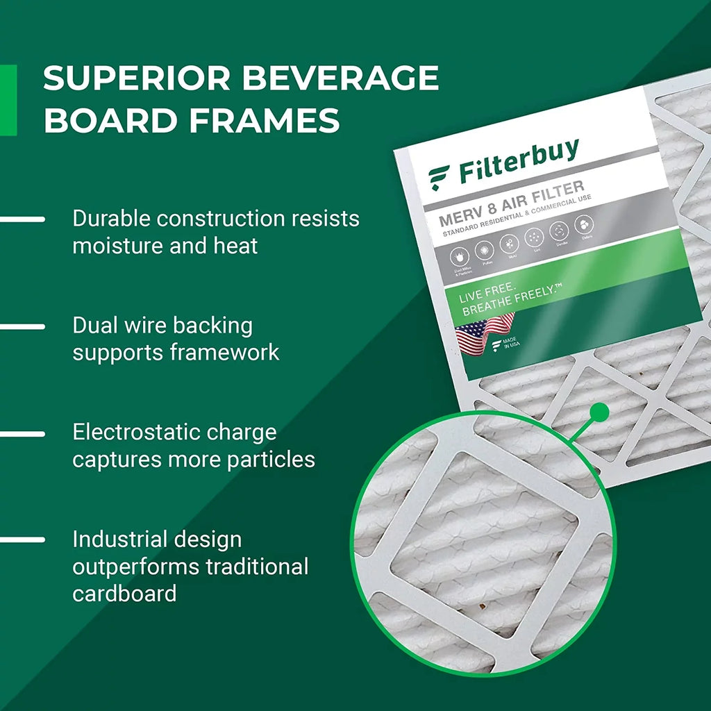 Filterbuy 10x24x1 MERV 8 Pleated HVAC AC Furnace Air Filters (4-Pack)