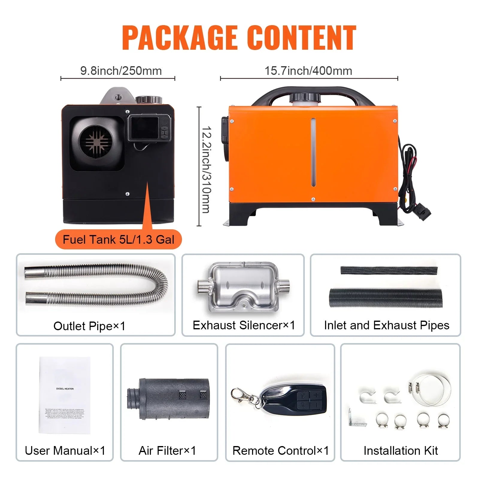 8kW Diesel Air Heater, Bluetooth App Controlled All-in-One Diesel Heater with Auto Height Adjustment, Remote Control and LCD, Portable Parking Heater for Home RV Trailer Camper Van Boat