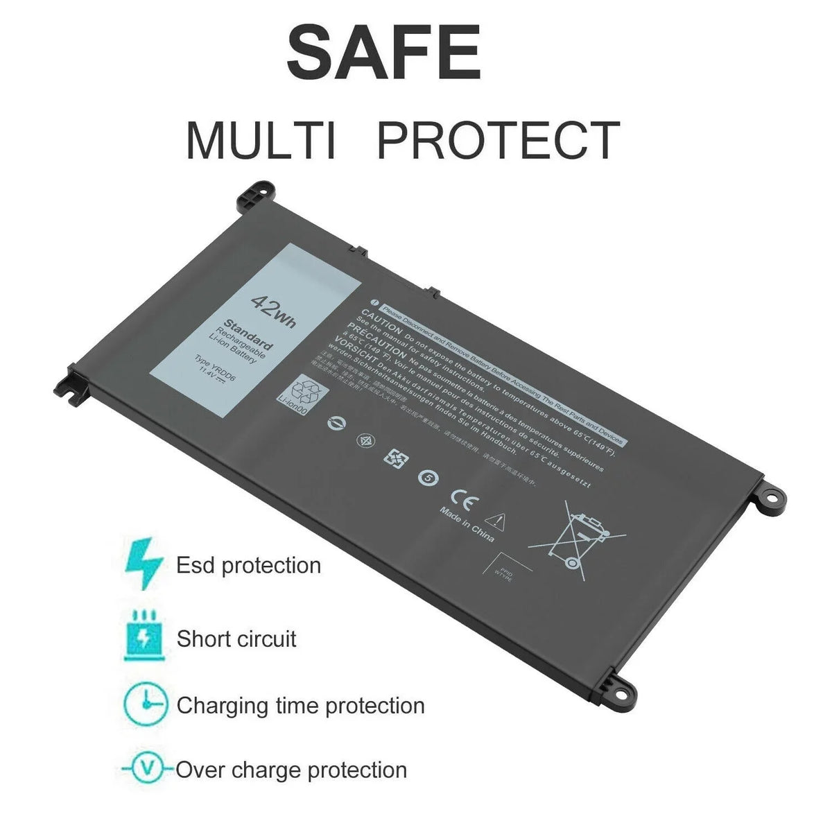 42Wh YRDD6 Laptop Battery for Inspiron 7586 5482 5485 5491 3310 3493 2in1
