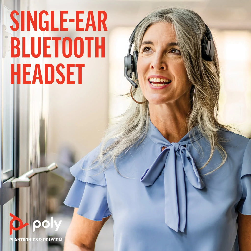 Poly Voyager 4310-M Teams Certified Headset With Charge Stand - Stereo, Mono - Wired/Wireless - Bluetooth - 164 ft - 20 Hz - 20 kHz - Over-the-head - Binaural - Ear-cup - 4.92 ft Cable - ...