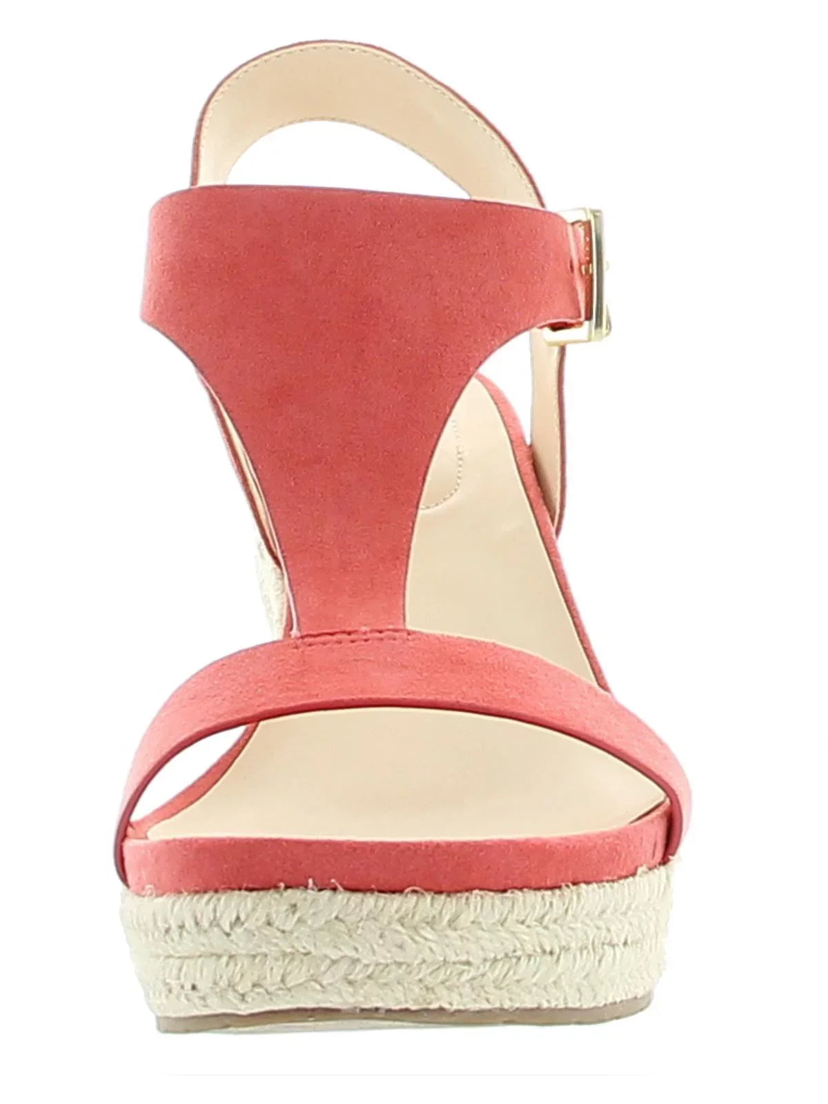 REACTION KENNETH COLE Womens Coral 0.5" Platform Padded Comfort Breathable T-Strap Moisture Wicking Card Round Toe Wedge Buckle Espadrille Shoes 6.5 M