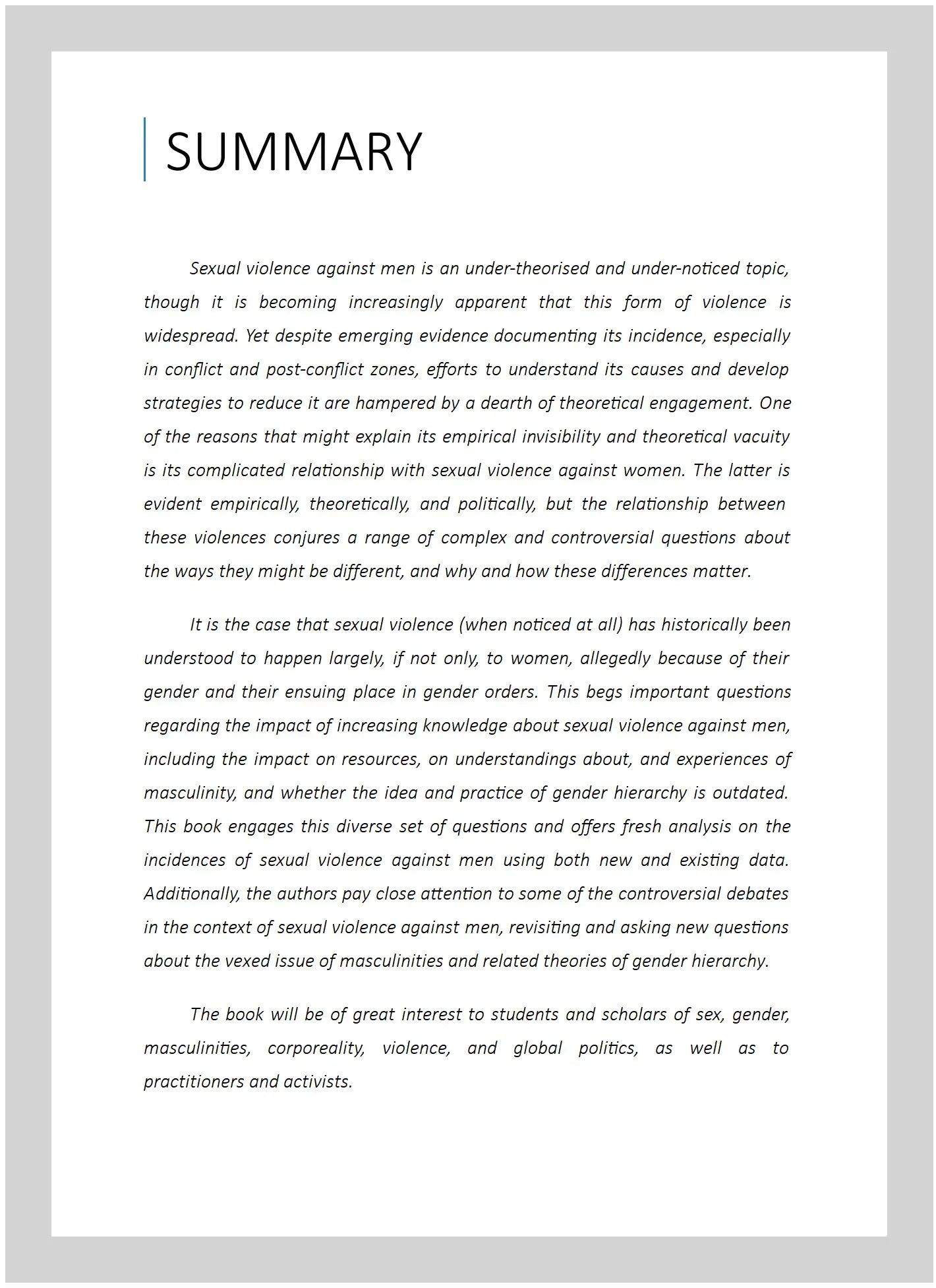 Pre-owned Sexual Violence Against Men in Global Politics, Hardcover by Zalewski, Marysia (EDT); Drumond, Paula (EDT); Prugl, Elisabeth (EDT); Stern, Maria (EDT), ISBN 1138209902, ISBN-13 9781138209909