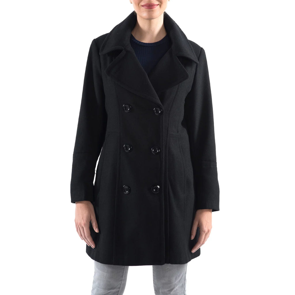 Alpine Swiss Norah Womens Wool Coat Double Breasted Peacoat Jacket Overcoat