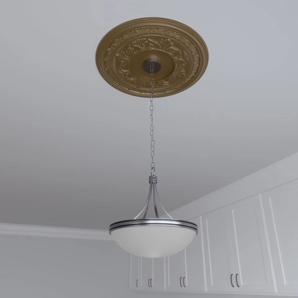 Ekena Millwork 22"OD x 3 1/2"ID x 1"P Baltimore Thermoformed Plastic Ceiling Medallion (Fits Canopies up to 7 3/4"), Metallic Gold Rush