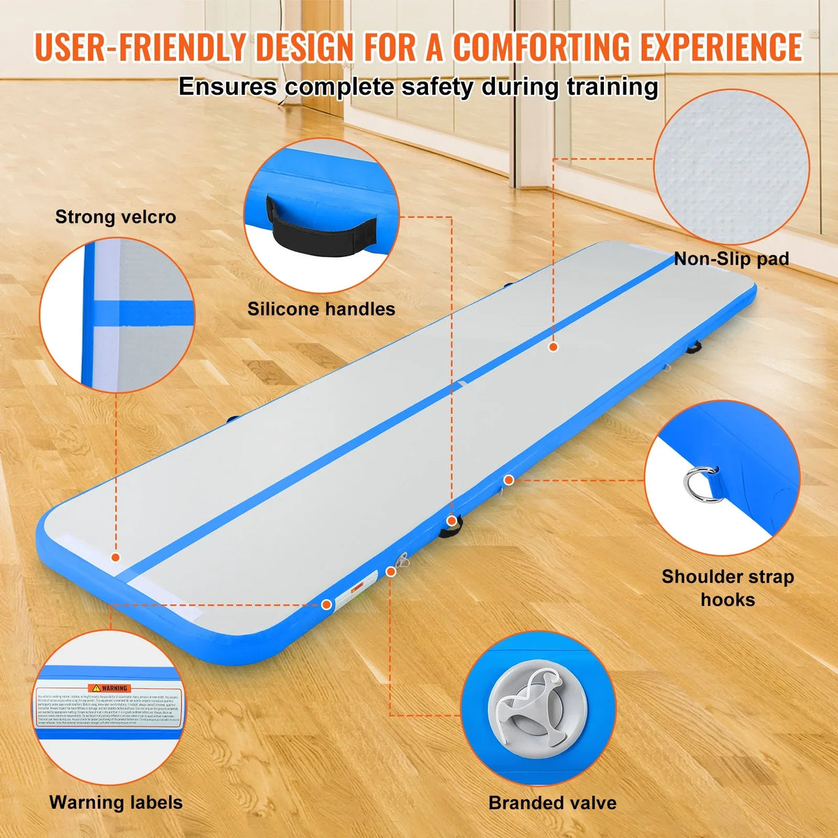 13ft Air Cushion Blow-up Gymnastics Training Vibrating Fitness Mat with Pump