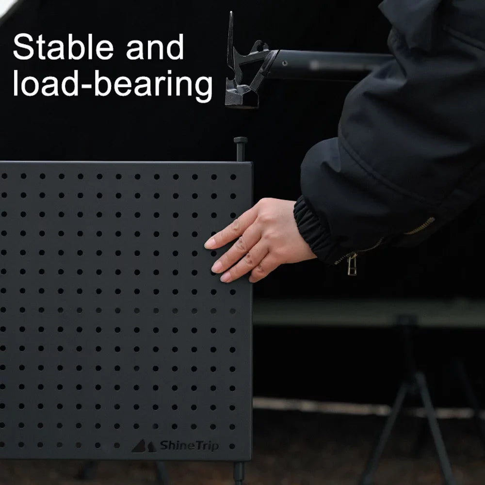 Radirus Camping BBQ Picnic Display Storage Rack, Multifunctional Portable Hole Board Shelf for Cups and Bowls
