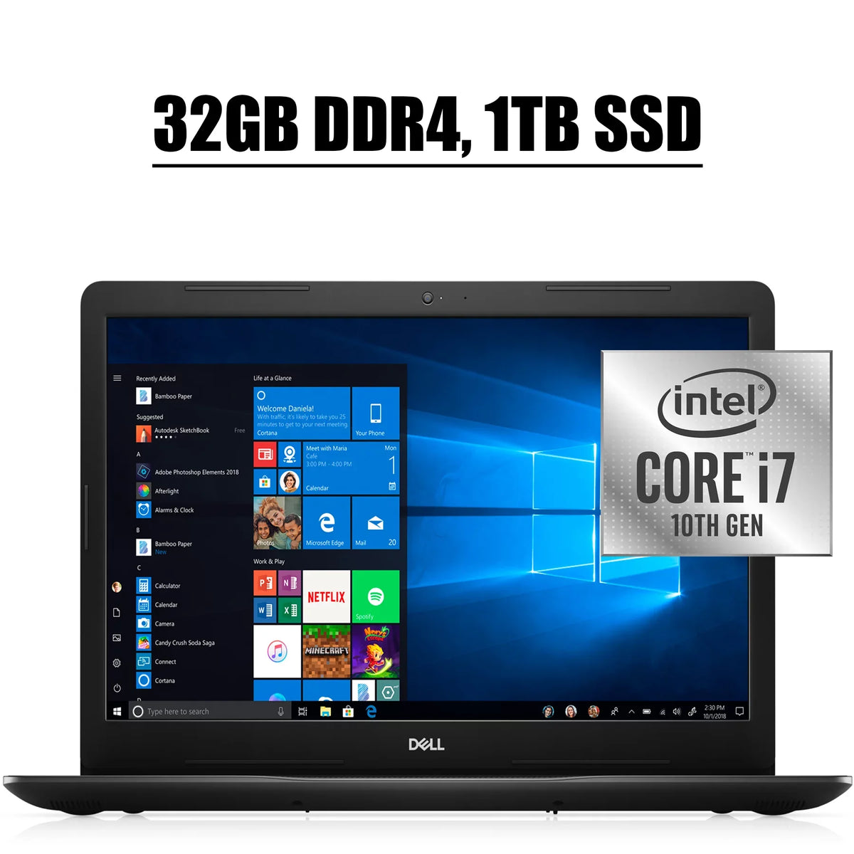 Inspiron 17 3000 3793 2020 Premium Laptop Computer I 17.3 inch Full HD WLED Display I 10th Gen Intel Quad-Core i7-1065G7 I 32GB DDR4 1TB SSD I WiFi HDMI USB-C Win 10