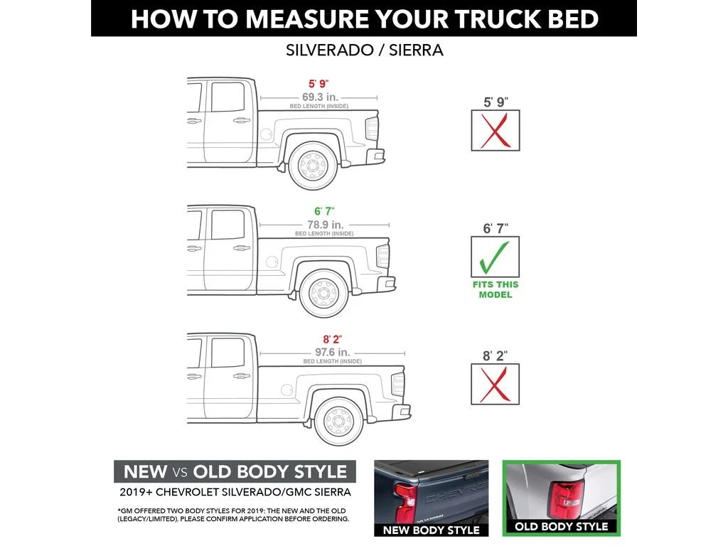 Gator by RealTruck EFX Hard Tri-Fold Truck Bed Tonneau Cover | GC14019 | Compatible with 2014 - 2018, 2019 Ltd/Lgcy Chevy/GMC Silverado/Sierra Limited 1500 6' 7" Bed (78.9")