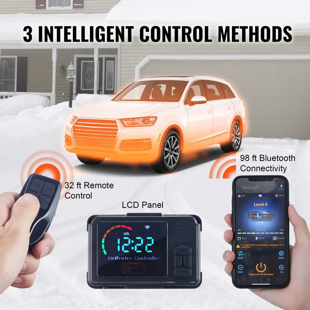 8kW Diesel Air Heater, Bluetooth App Controlled All-in-One Diesel Heater with Auto Height Adjustment, Remote Control and LCD, Portable Parking Heater for Home RV Trailer Camper Van Boat